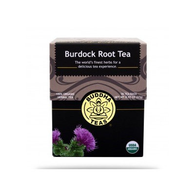 Buddha Teas Burdock Root 100 Percent Organic Herbal Tea 18 Bags Per Packet
