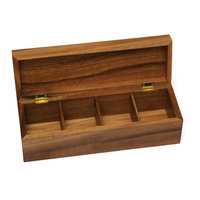 Lipper International Acacia 4 Sections Tea Box