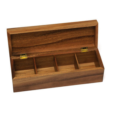 Lipper International Acacia 4 Sections Tea Box