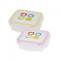 Innobaby Square Food Storage Container, 2 Pack, Stage 2, Yellow/Pink