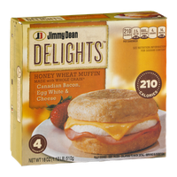 Jimmy Dean Delights Honey Wheat Muffin Canadian Bacon, Egg White & Cheese - 4 CT