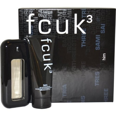fcuk 3 by French Connection UK for Men Gift Set 3.4 Ounce EDT Spray, 6.7 Ounce Hair and Body Shampoo