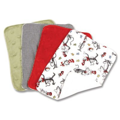 Trend Lab Bouquet 4 Pack Burp - Dr. Seuss Cat In The Hat - 30051