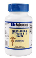 Folic Acid & Vitamin B12 Caps, 200 vegetarian capsules