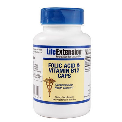 Folic Acid & Vitamin B12 Caps, 200 vegetarian capsules