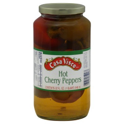 Casa Visco Hot Cherry Peppers 32 OZ -Pack Of 6