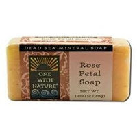 One With Nature, Dead Sea Mineral Soap Rose Petal Travel Size 1 oz
