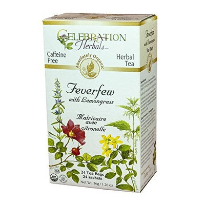 Celebration Herbals Organic Feverfew Lemongrass Tea Caffeine Free -- 24 Herbal Tea Bags
