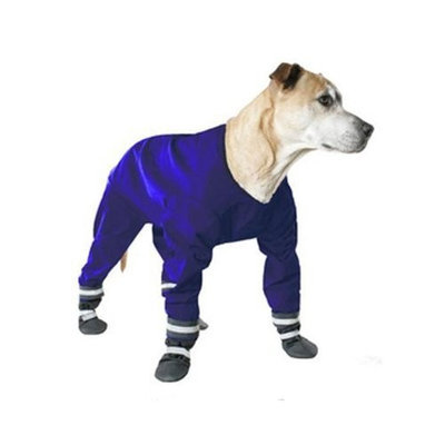 Muttluks 4-Legged Dog Jog Rain Suit, Size 14, Blue