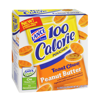 Lance 100 Calorie Toast Chee Peanut Butter Cracker Pouches - 6 CT