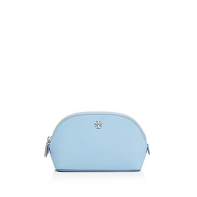 Tory Burch York Small Leather Makeup Bag, Fairview Blue