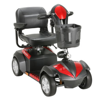 Drive Medical Ventura 4 Wheel Scooter with Folding Seat, Red & Blue, 18 inch Seat, 1 ea