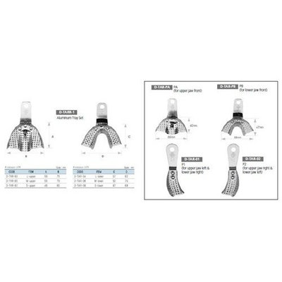 Osung TARZ10 Dental Impression Tray Set, Regular, Aluminum (Pack of 10)