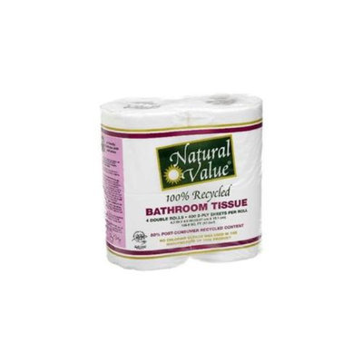 Natural Value BG16227 Natural Value 400Ct-Roll Bth Tissue - 12x4Pack