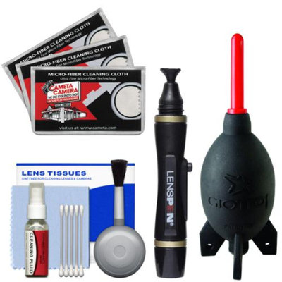 Cleaning Kit Essential Bundle with LensPen, Blower, Brush, Fluid & Cloths for Canon, Nikon, Fuji, Olympus, Panasonic, Pentax & Sony ILC/DSLR Cameras