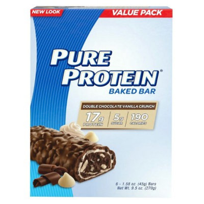 Pure Protein Double Chocolate Vanilla Crunch Baked Bar - 6 Count (1.