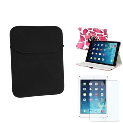 Insten INSTEN Pink Giraffe 360 Leather Case Cover+Protector+Soft Pouch For Apple iPad Air 5 5th Gen