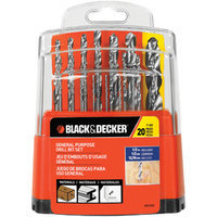 BLACK & DECKER 20-Pack High-Speed Steel Twist Drill Bit Set 71-002