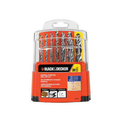 BLACK & DECKER 20-Pack High-Speed Steel Twist Drill Bit Set 71-002