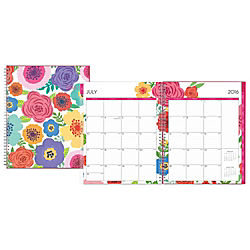 Blue Sky(TM) Fashion Wire-O Weekly/Monthly Planner, 8 1/2in. x 11in, Mahalo, July 2016 to June 2017