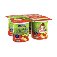 Stonyfield Organic YoToddler Strawberry Banana Fruit & Cereal Puree On The Bottom Whole Milk Yogurt - 4 PK