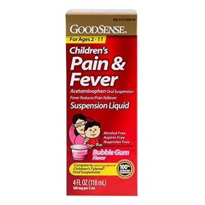 Good Sense GoodSense Acetaminophen Children's Pain Reliever Oral Suspension Liquid, Bubble Gum Flavor, 160 mg, 4 Fluid Ounce