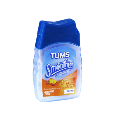 Tums Smoothies Extra Strength 750 Assorted Fruit Antacid with Calcium Chewable Tablets - 12 CT