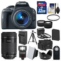 Canon EOS Rebel SL1 Digital SLR Camera & EF-S 18-55mm IS with 55-250mm IS STM Lens + 32GB Card + Case + Flash + Battery/Charger + Tripod + 2 Lens Kit