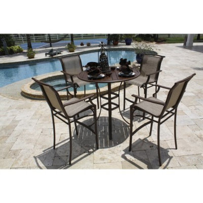 Panama Jack Chub Cay 5-Piece Sling Bar Height Patio Dining Furniture Set