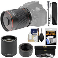 Vivitar 500mm f/8.0 Mirror Lens with 2x Teleconverter (=1000mm) + Monopod + Filters Kit for Samsung Galaxy NX, NX1, NX30, NX300, NX2000, NX3000 Camera