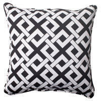 Pillow Perfect Outdoor 2-Piece Square Toss Pillow Set - Green/White Boxed In