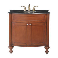 Stufurhome GM-2218-36-BG 36-Inch Georgiana Single Vanity in Dark Cherry Finish with Granite Top in Black Galaxy with White Undermount Sink