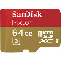 SanDisk - Pixtor Advanced 64GB microSDXC Class 10 UHS-3 Memory Card - Red/G