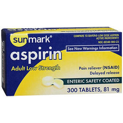 Sunmark Aspirin Adult Enteric Safety Coated Tablets, 81 mg, 300 Tabs by Sunmark