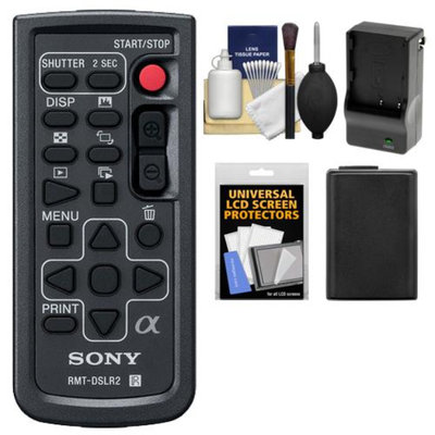 Sony RMT-DSLR2 Wireless Remote Shutter Controller with NP-FW50 Battery & Charger + Cleaning & Accessory Kit for Alpha A33, A55, A57, A65, A77, A99, NEX-5/5N/5R, NEX-6, NEX-7 Cameras