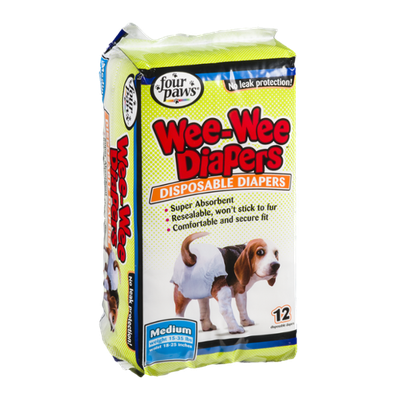 Four Paws Wee-Wee Diapers Medium (15-35 lbs) - 12 CT