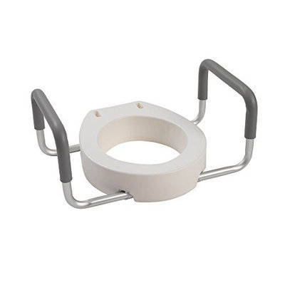 Drive Medical Premium Seat Riser with Removable Arms for Standard Toilets, White