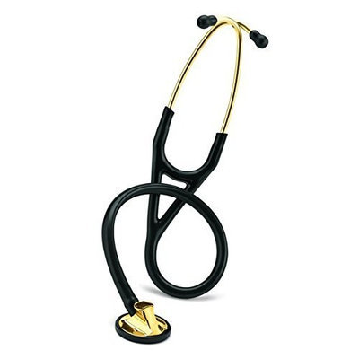 3M Littmann Master Cardiology Stethoscope, Brass-Finish Chestpiece, Black Tube, 27 inch, 2175