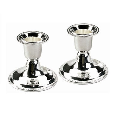Artsy Casa Ultimate Judaica Candle Stick Silver Plated 2.5H