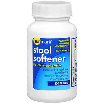 Sunmark Stool Softener Plus Stimulant, Laxative Tablets 100 caps by Sunmark