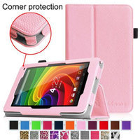Fintie Toshiba Excite 7c AT7-B8 7-Inch Tablet Folio Case - Premium Vegan Leather Cover with Stylus Holder, Pink