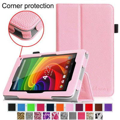 Fintie Toshiba Excite 7c AT7-B8 7-Inch Tablet Folio Case - Premium Vegan Leather Cover with Stylus Holder, Pink
