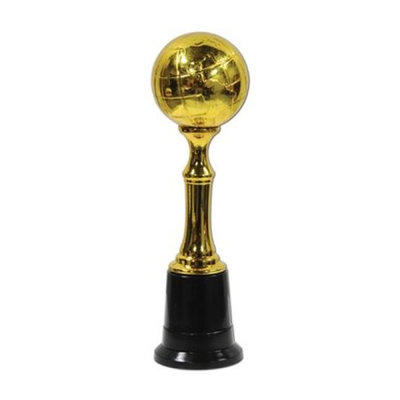 Beistle 57378 8-1/2 Black Shiny Gold Plastic Globe Award - Pack of 6