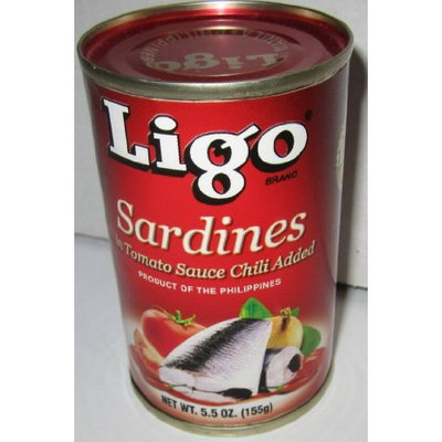 Ligo Sardines in Tomato Sauce with Chili Added (Spicy) - 5.5oz Pack of 6