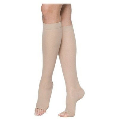 Sigvaris 770 Truly Transparent 20-30 mmHg Women's Open Toe Knee High Sock Size: Small Long, Color: Natural 33