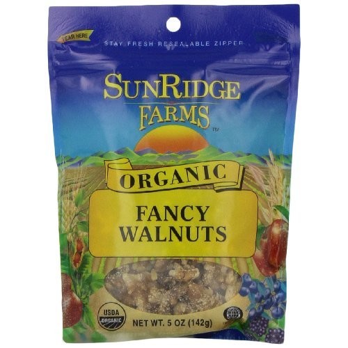 Sunridge Farms Organic Fancy Walnut Halves 5-Ounce Bags (Pack of 12)
