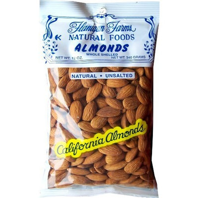 Flanigan Farms Natural Foods Almonds, Whole, Raw, Unsalted 12oz (6 Pack)
