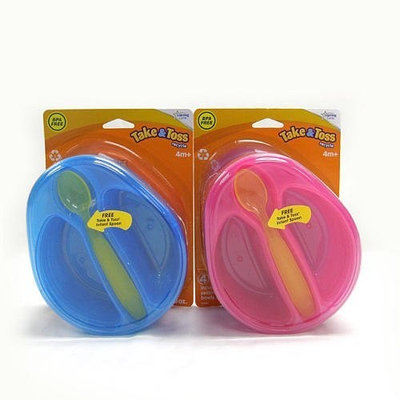 Unknown The First Years Take & Toss Infant Section Bowls with Spoons 4-Pack - Pink