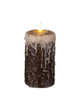 Delighted Home MC-W6LC Hand-Waxed Battery-Operated 6 in. Log Cabin MC Pillar Candle