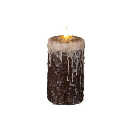 Delighted Home MC-W6LC Hand-Waxed Battery-Operated 6 in. Log Cabin MC Pillar Candle